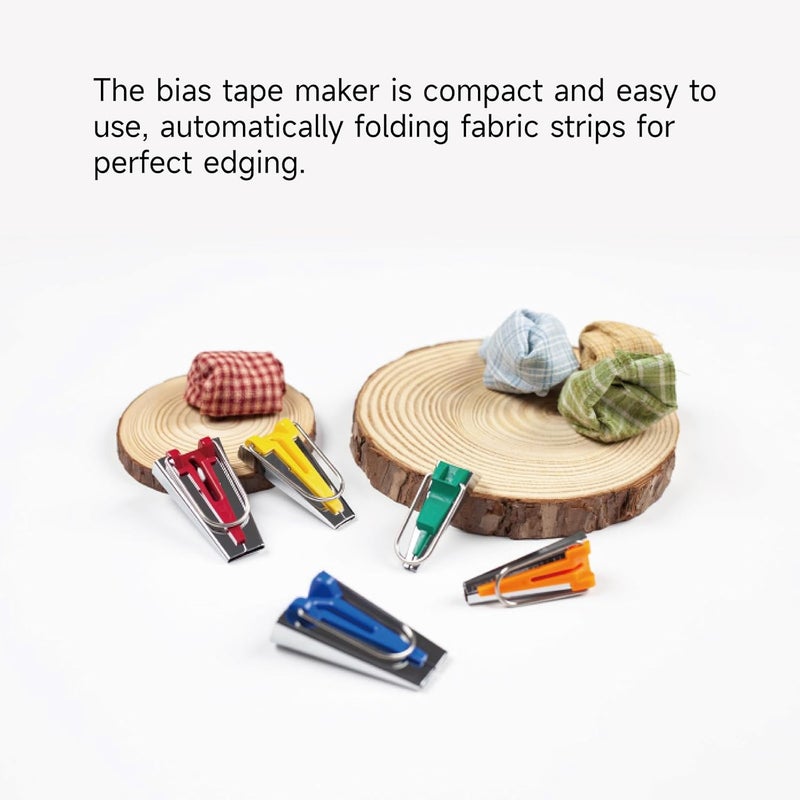 KEARING 5-Size Bias Tape Maker Kit - 1/4" 3/8" 1/2" 3/4" 1" Quilting Tools Set with Metal Guides for DIY Sewing & Fabric Binding | Durable, Non-Slip Design (5-Piece) - Image 4